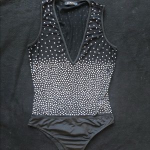 BeDazzled Black Sexy Leotard/Bodysuit